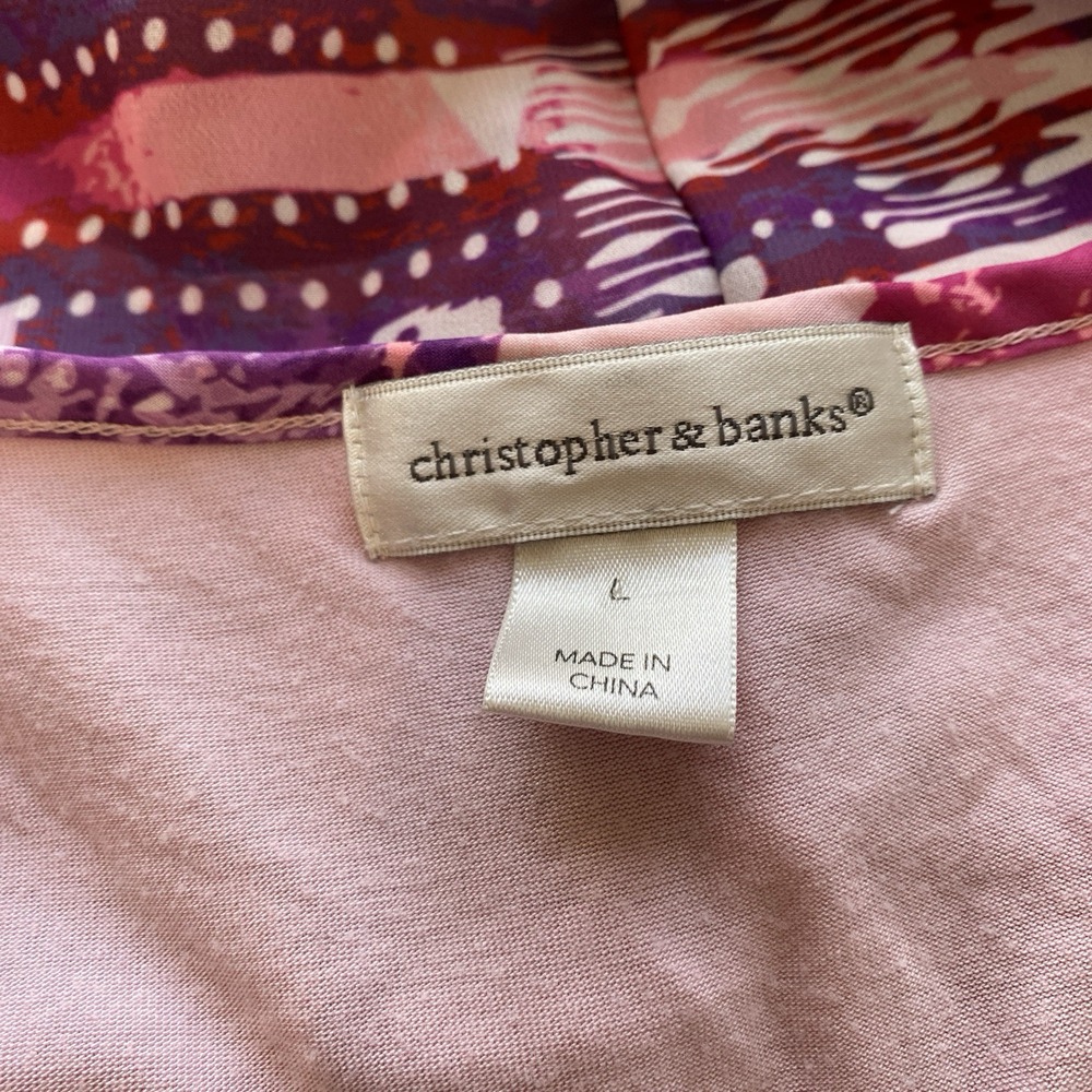 Christopher & Banks Women's Multicolor 3/4 Sleeve Round Neck Blouse Top Size L - Picture 4 of 7
